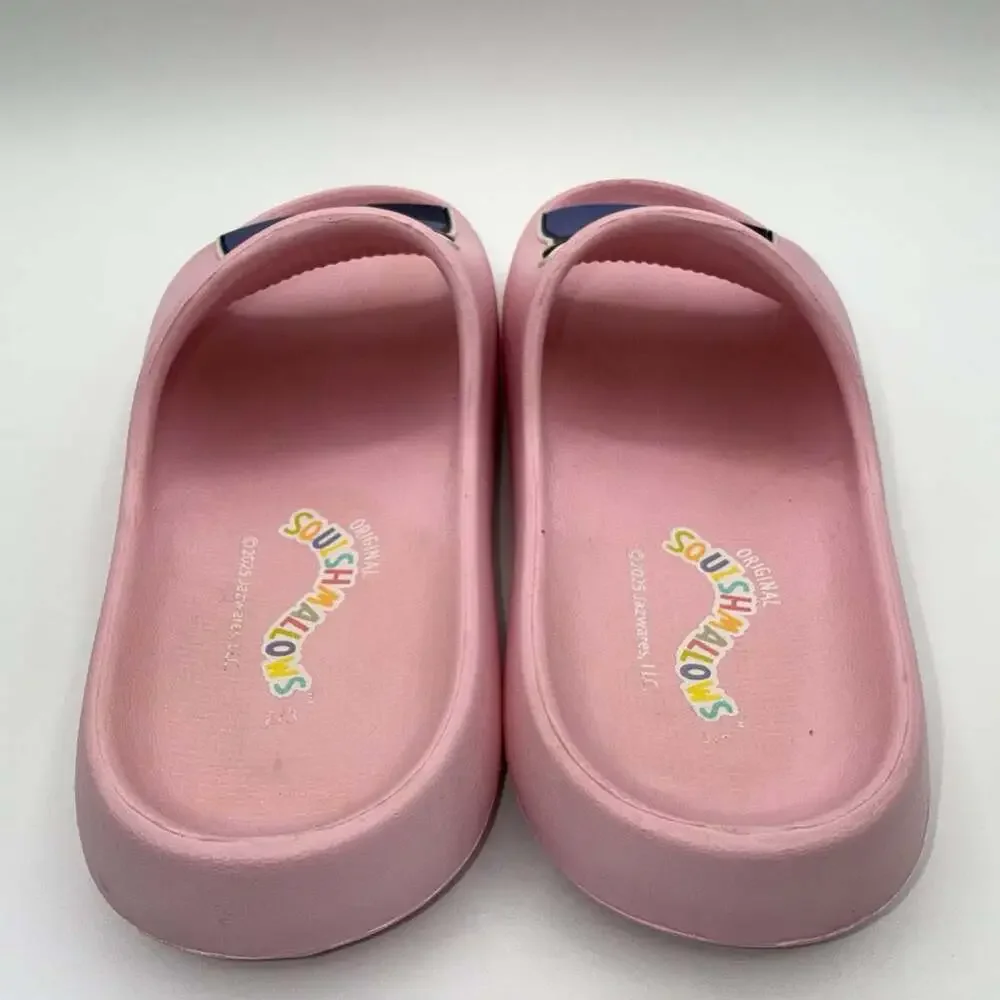 Squishmallows Pink Slide Sandals Size 2/3 Blue Cow Foam Slip-On Jazwares